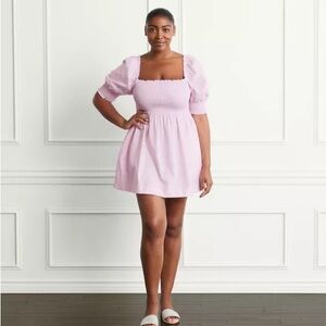 NWT Hill House Athena Nap Pink Gingham Puff Sleeve Mini Dress